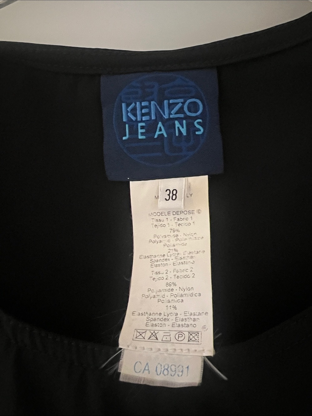 Kenzo Jeans 90’s Minimalist Black Dress Popcorn Texture Asymmetrical Waist 38 - Picture 3 of 9